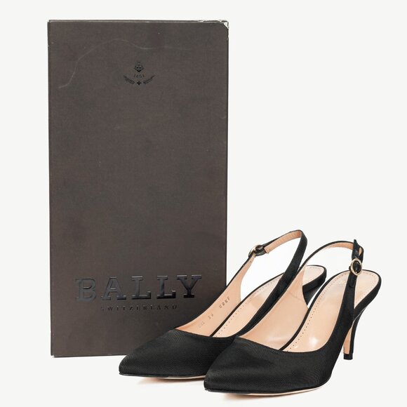 Bally Ciel Black Fabric Slingback Pointed-Toe Heels - Picture 12 of 12